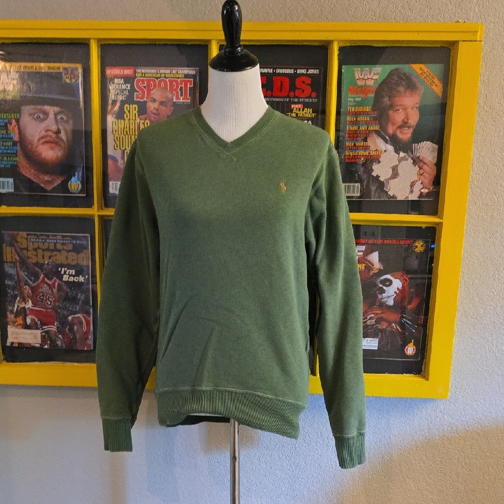 Polo by Ralph Lauren Green V-Neck Sweater Classic Fit